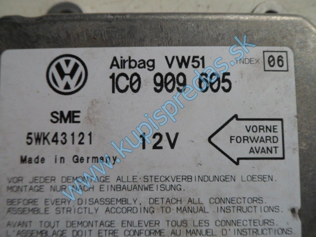 riadiaca jednotka airbagov na vw volkswagen sharan, 1C0909605